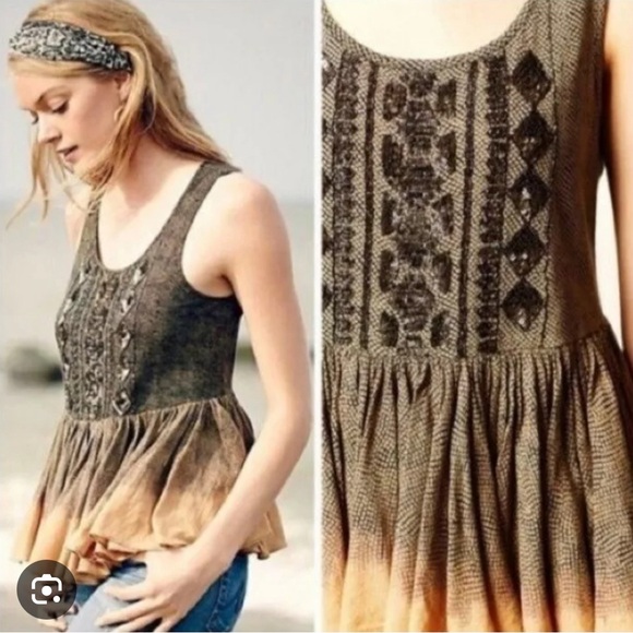 ANTHROPOLOGIE Akemie + Kin Beaded Top SZ S - Picture 1 of 5